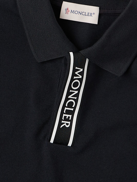 Moncler - Logo-trimmed cotton piquet polo shirt
