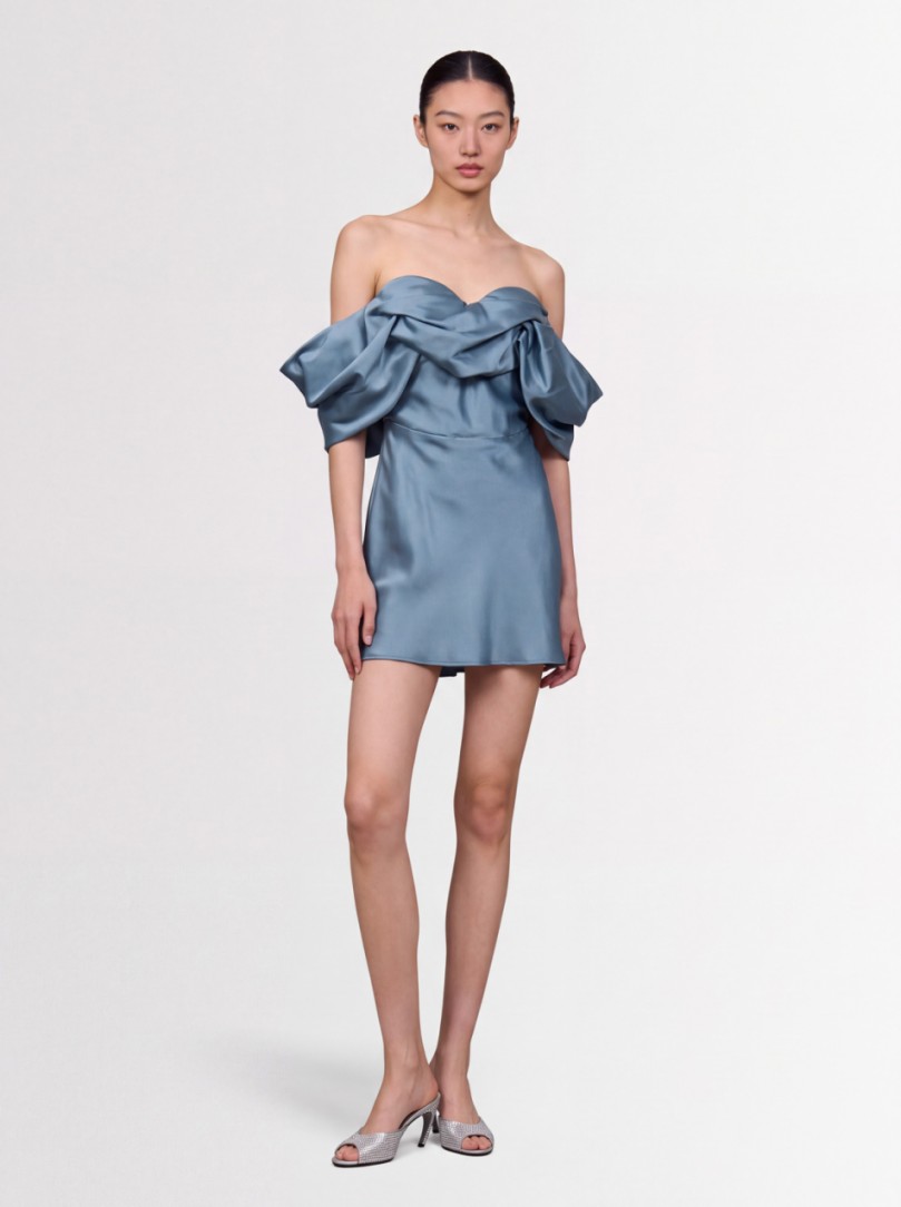 Giuseppe Di Morabito - Off Shoulder Silk Dress With Draped Bow