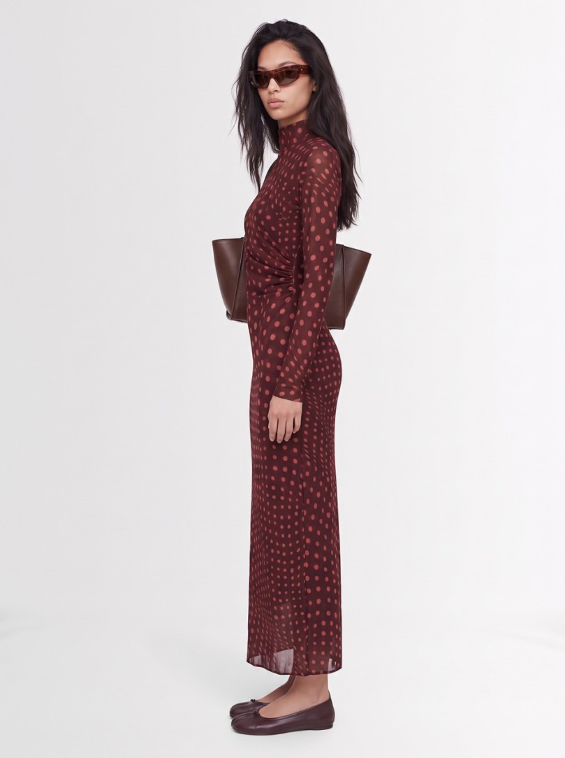 Stella McCartney: Vestido largo de malla con estampado de lunares