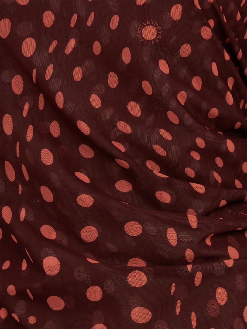 Stella McCartney: Vestido largo de malla con estampado de lunares