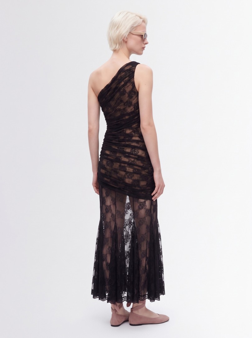 Giuseppe Di Morabito: One Shoulder Draped Lace Long Dress