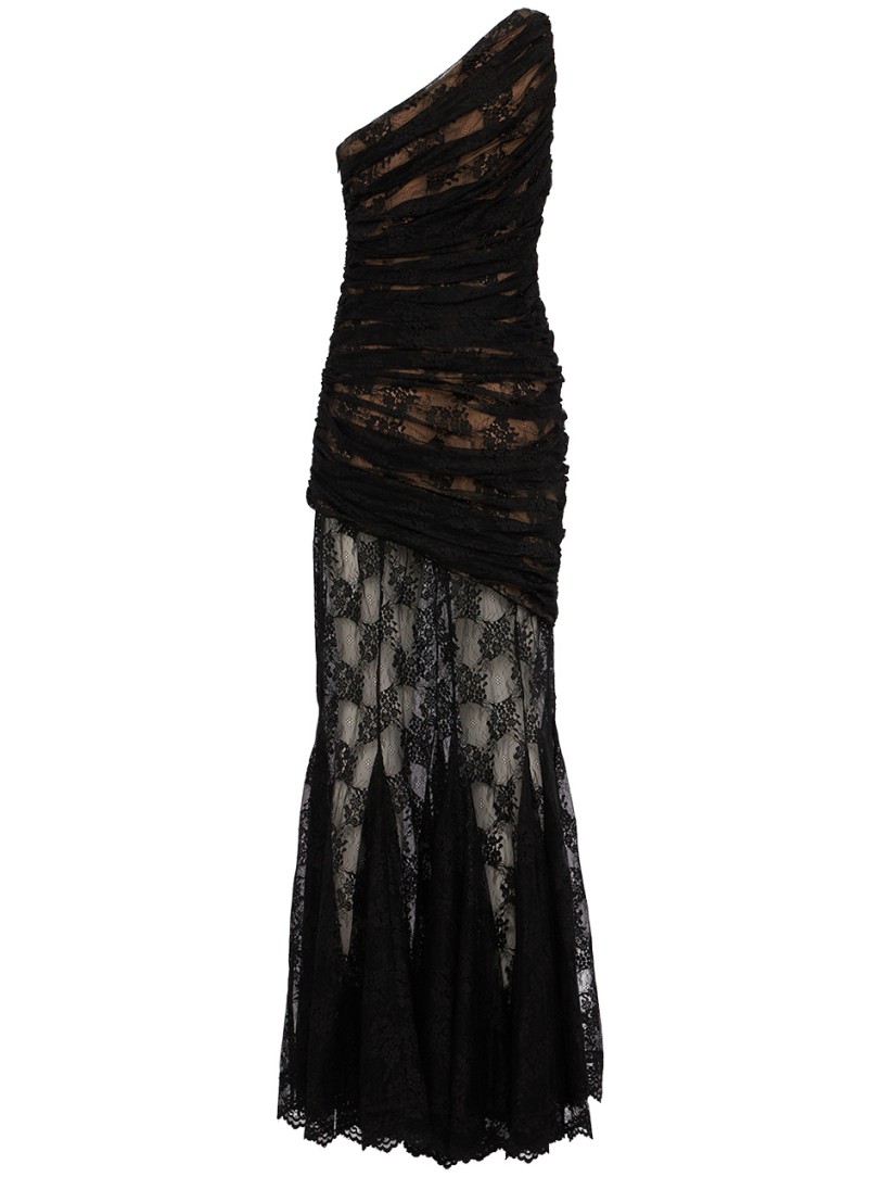 Giuseppe Di Morabito: One Shoulder Draped Lace Long Dress