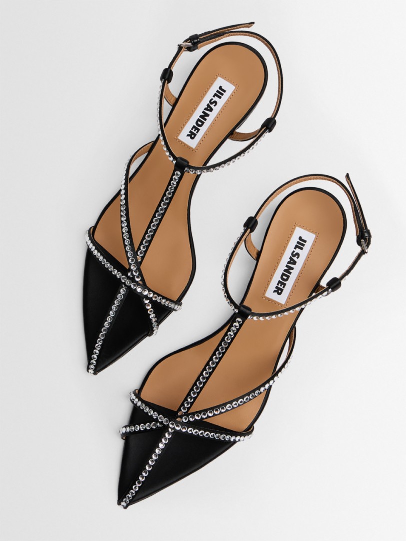 Jil Sander - Cage embellished satin sandals