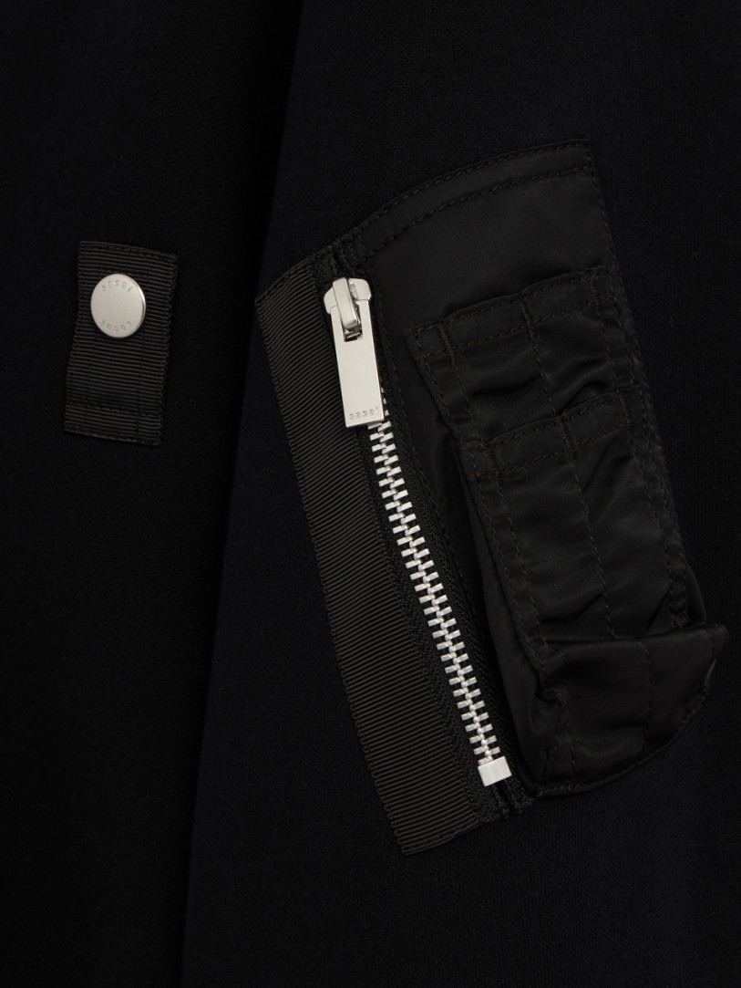 Sacai: CLASSIC SPONGE SWEAT X NYLON TWILL HOODIE
