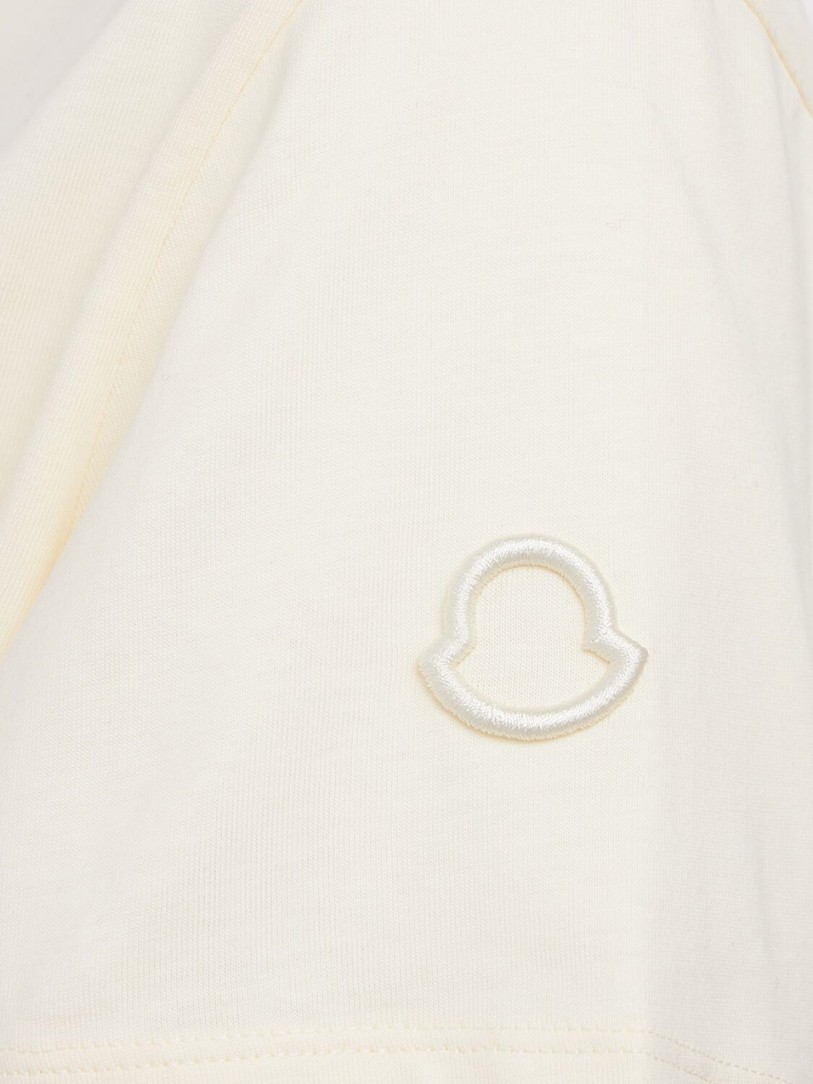 Moncler: Besticktes Logo Baumwoll-T-Shirt