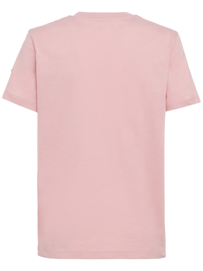 Moncler: Besticktes Logo Baumwoll-T-Shirt