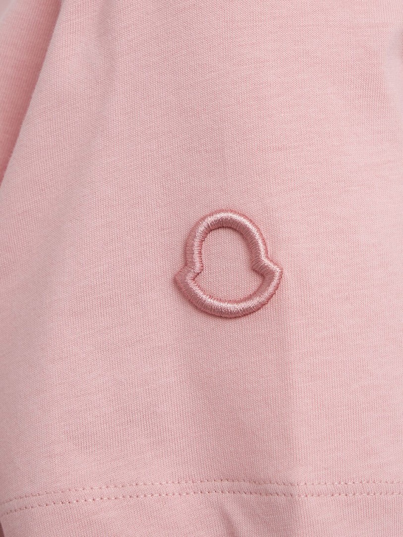 Moncler: Besticktes Logo Baumwoll-T-Shirt