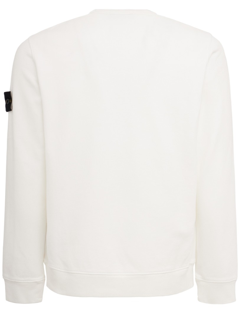 Stone Island: Sudadera de algodón con cuello redondo y mangas raglán