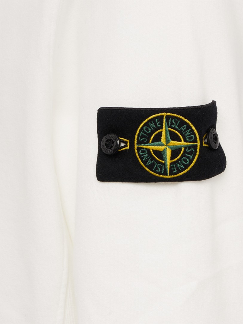 Stone Island: Sudadera de algodón con cuello redondo y mangas raglán