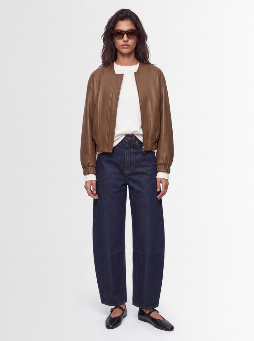 Khaite: Cordan cropped leather jacket with zip