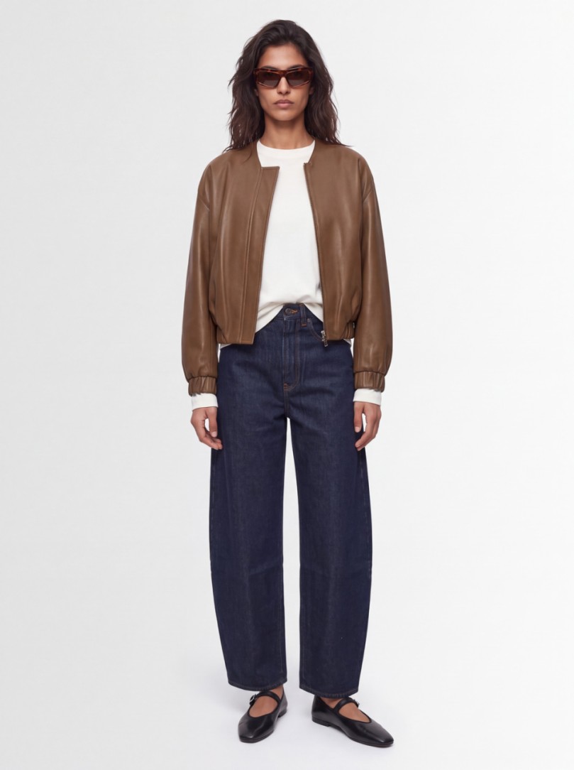 Khaite - Cordan cropped leather jacket with zip