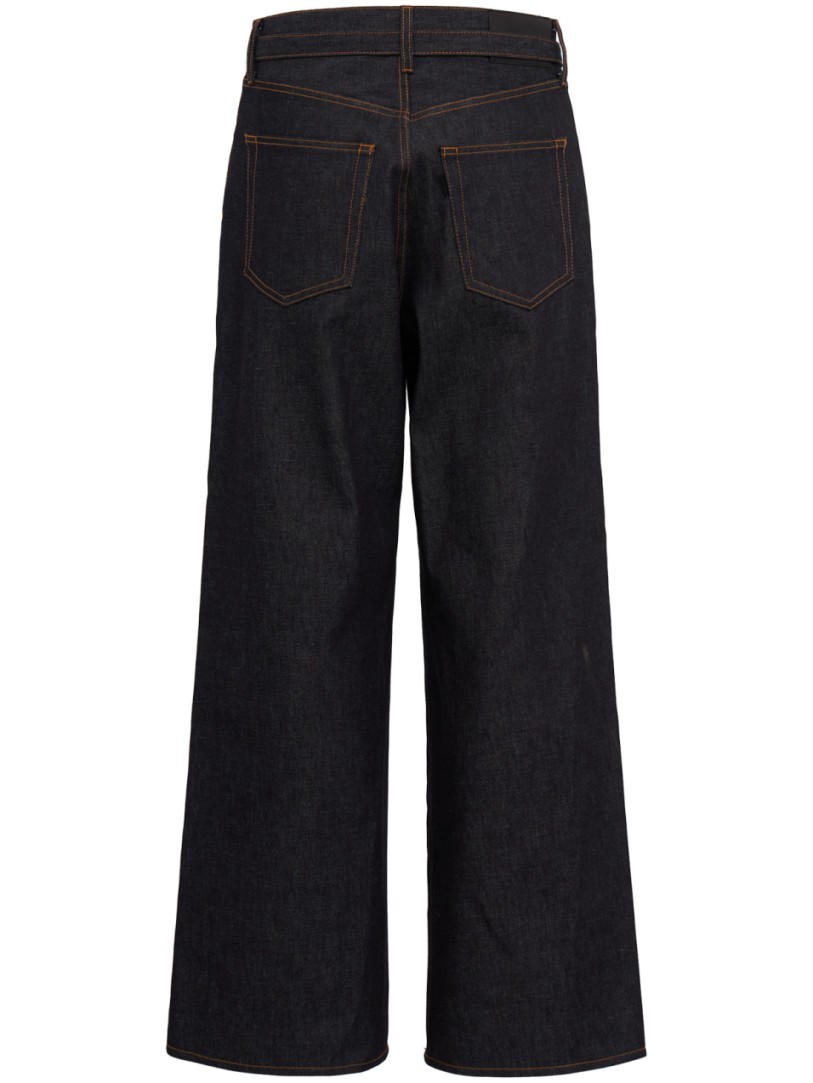 Sacai: Jeans de mezclilla de pierna ancha con cintura alta