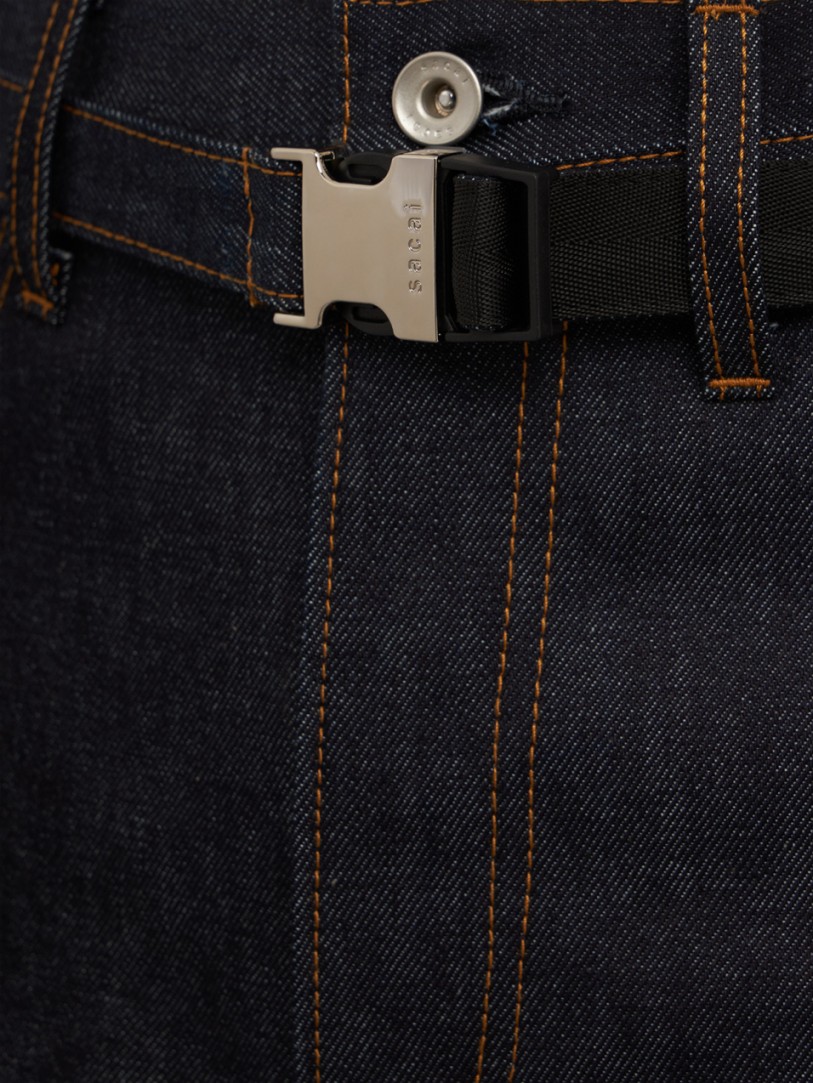 Sacai: Jeans de mezclilla de pierna ancha con cintura alta