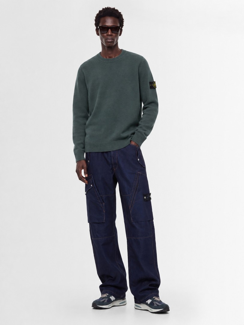 Stone Island: Logo cotton crewneck sweater