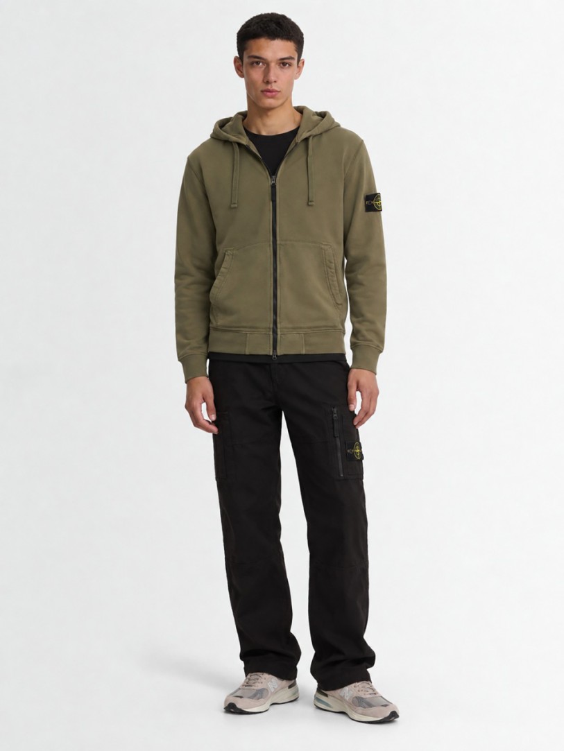 Stone Island: Sudadera con cremallera de algodón con logo