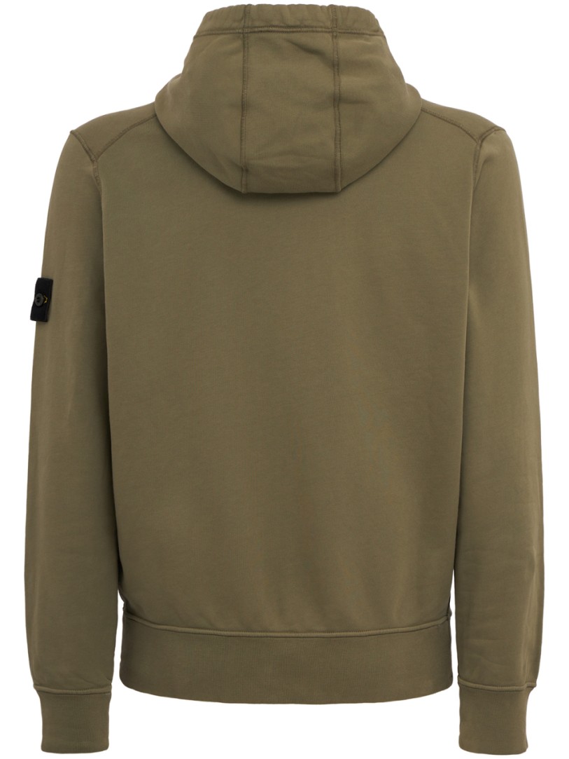 Stone Island: Sudadera con cremallera de algodón con logo