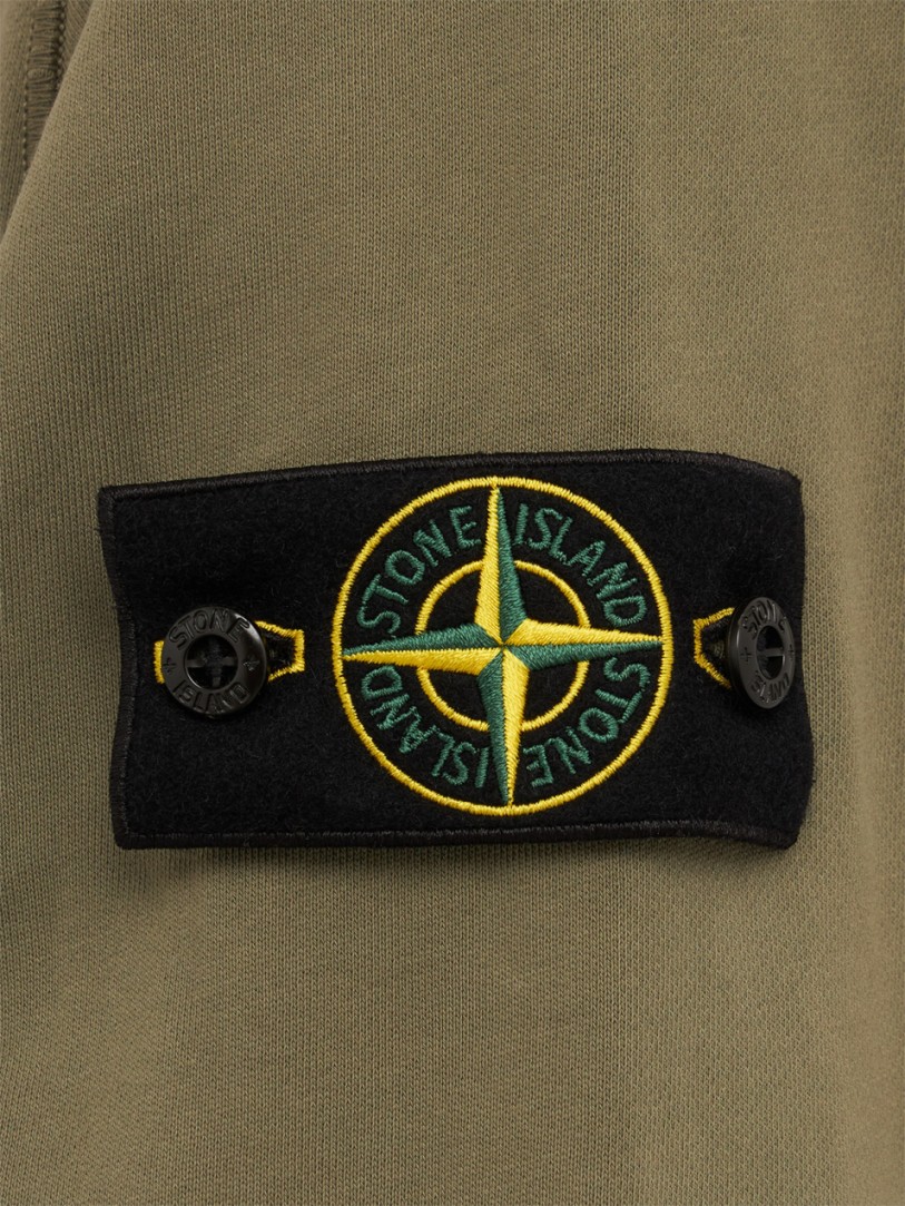 Stone Island: Sudadera con cremallera de algodón con logo