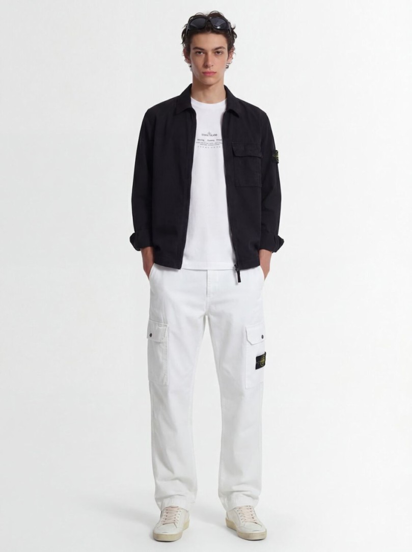 Stone Island - Logo Baumwoll Zip-Up-Shirt