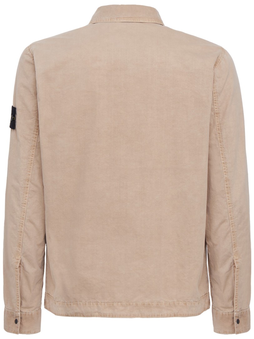 Stone Island: Logo cotton zip-up shirt