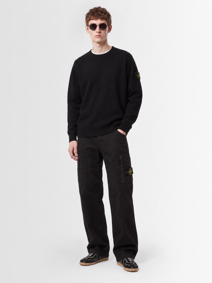 Stone Island: Logo crewneck knit polo sweater