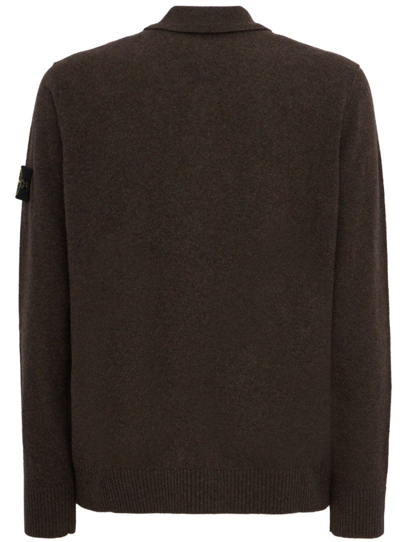 Stone Island: Logo crewneck knit polo sweater