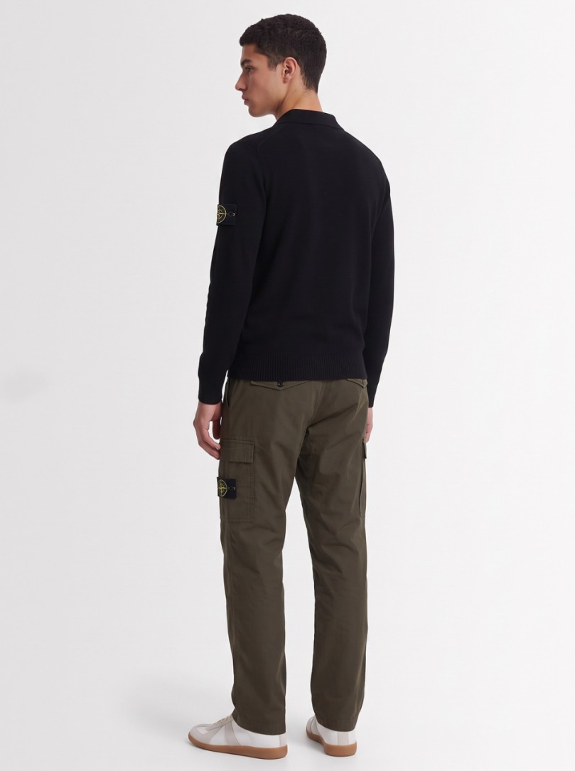 Stone Island: Logo Crewneck Knit Polo Sweater