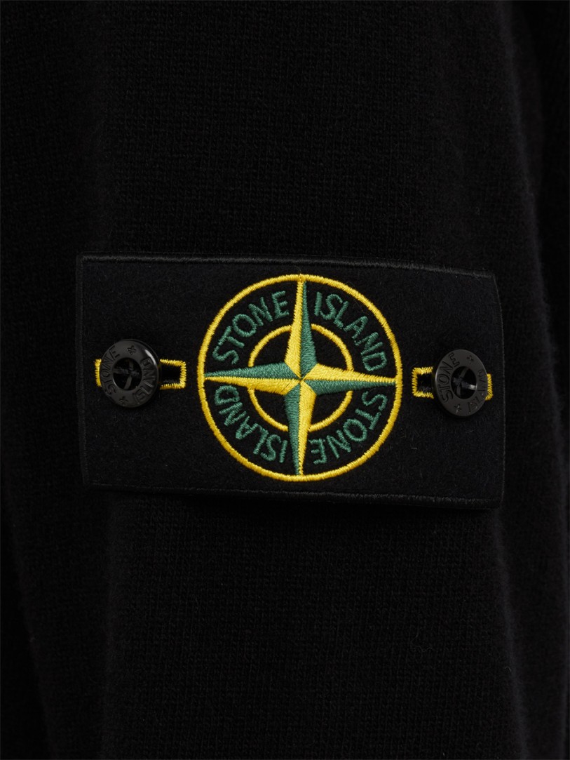 Stone Island: Logo Crewneck Knit Polo Sweater