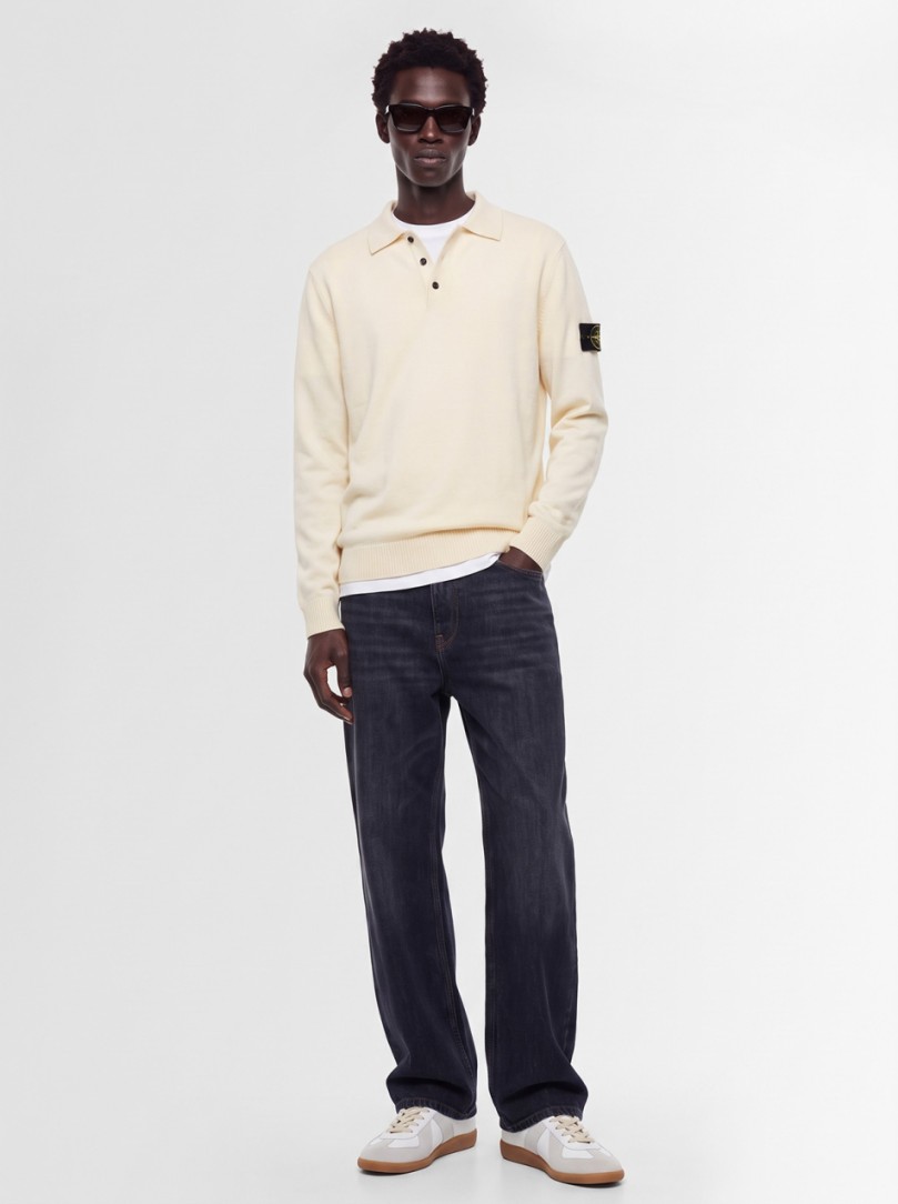 Stone Island: Logo crewneck knit polo sweater