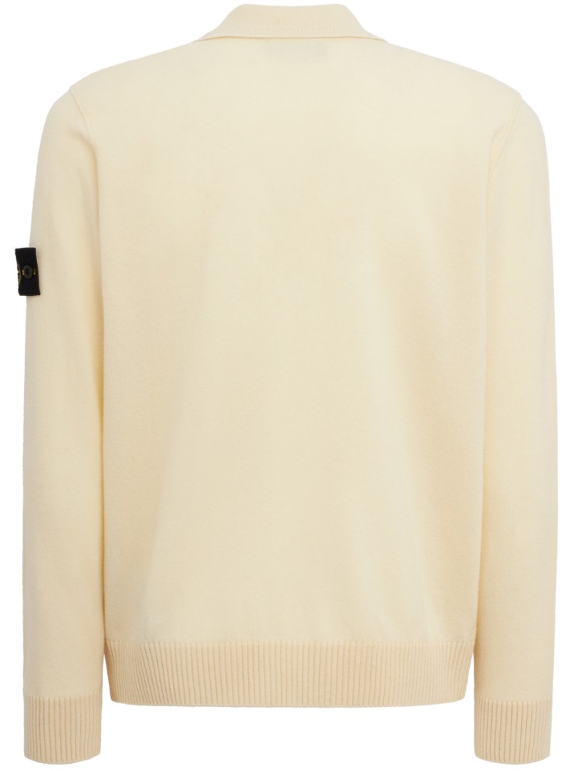 Stone Island: Logo crewneck knit polo sweater