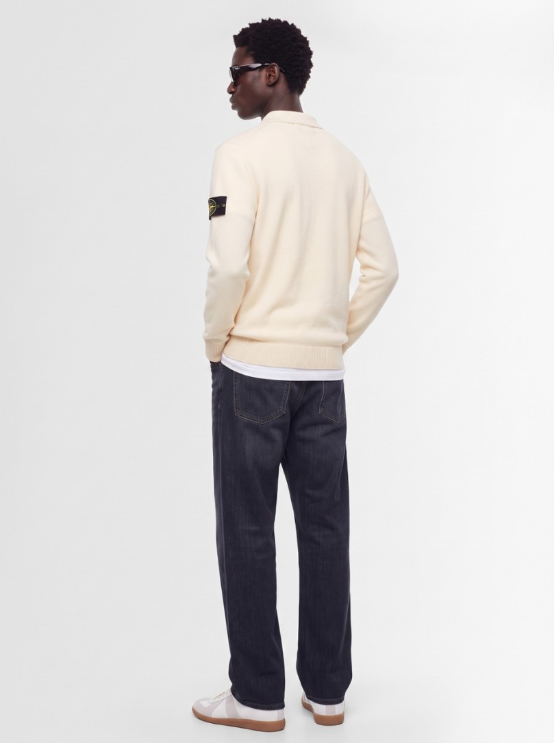 Stone Island: Logo crewneck knit polo sweater
