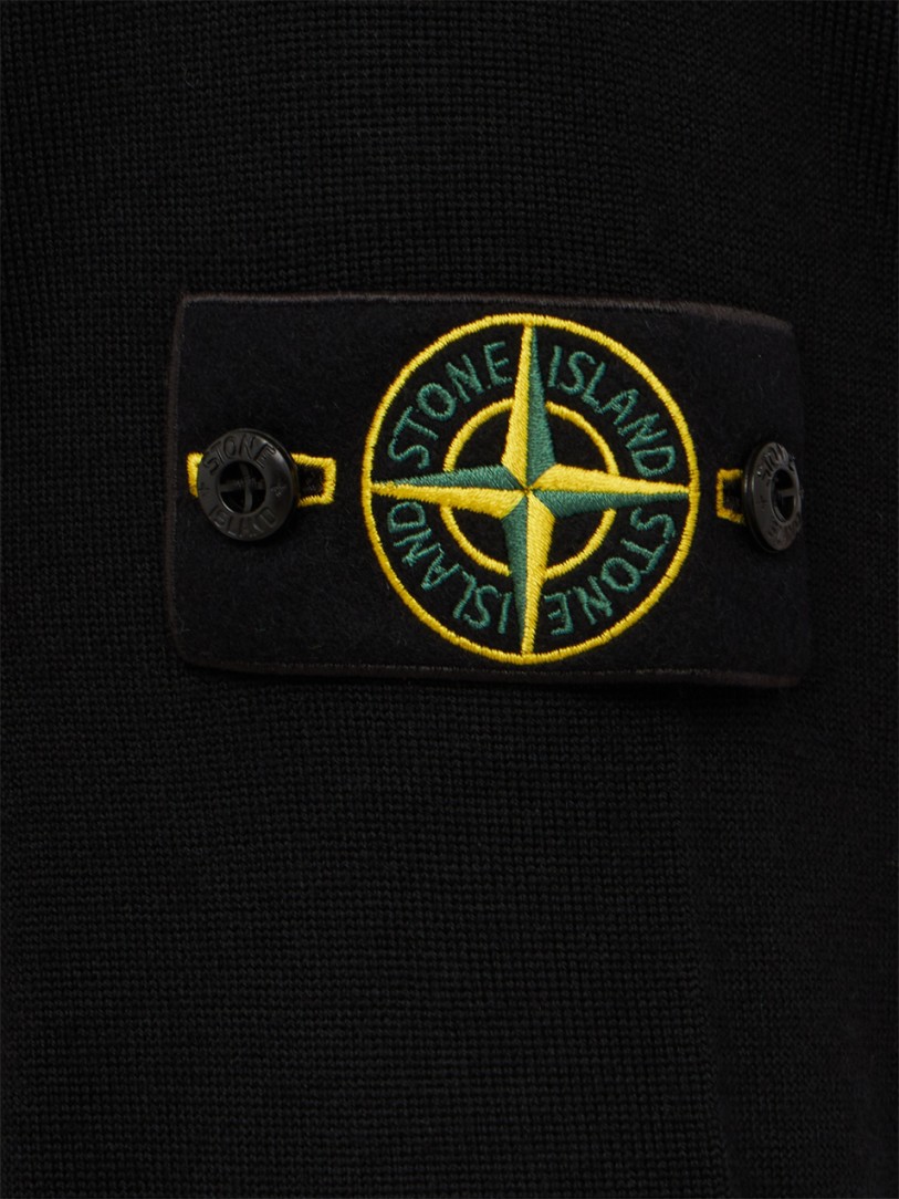 Stone Island: Logo Rundhalsausschnitt Strickpullover