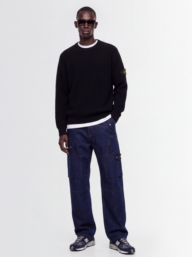 Stone Island: Logo crewneck knit sweater