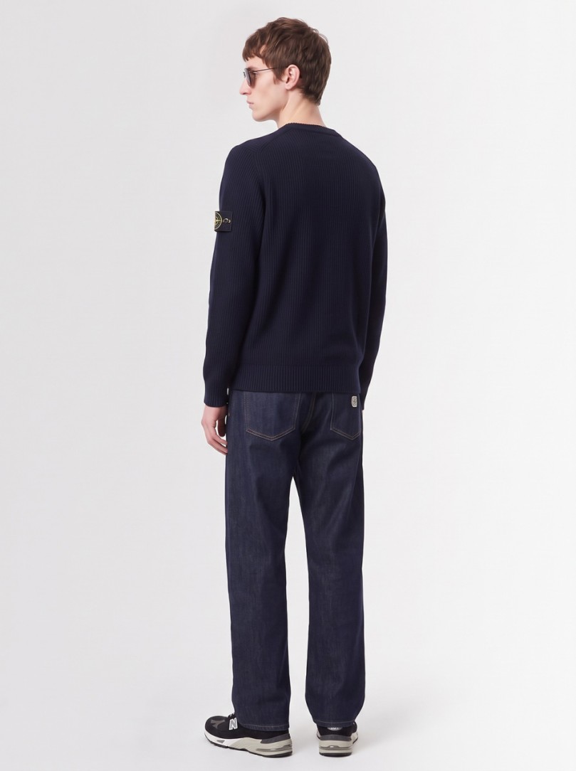 Stone Island: Cotton Crewneck Sweater With Raised Seams