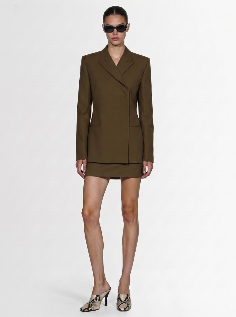 Khaite: Jett straight silk and wool mini skirt