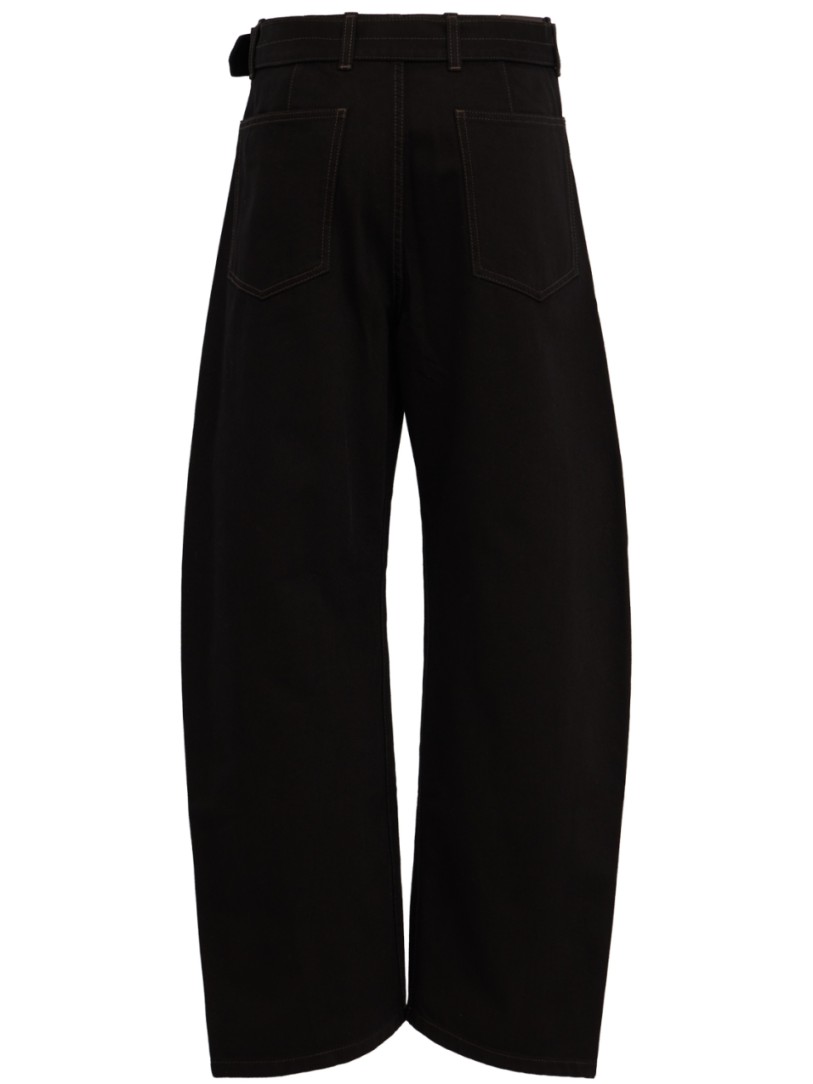 Lemaire - Twisted cotton trousers with leather belt