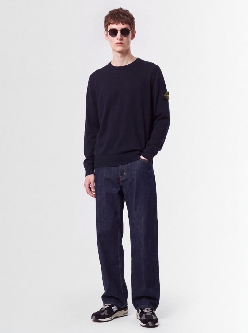 Stone Island: Pull en maille à col rond à fine jauge