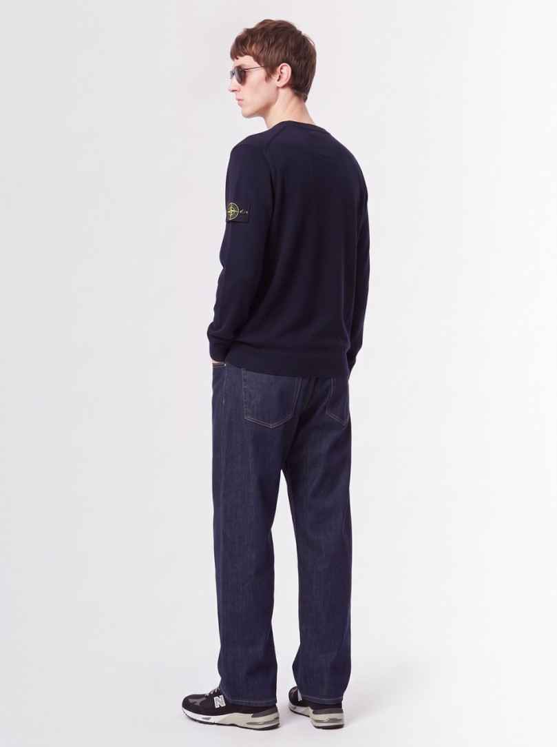 Stone Island: Pull en maille à col rond à fine jauge