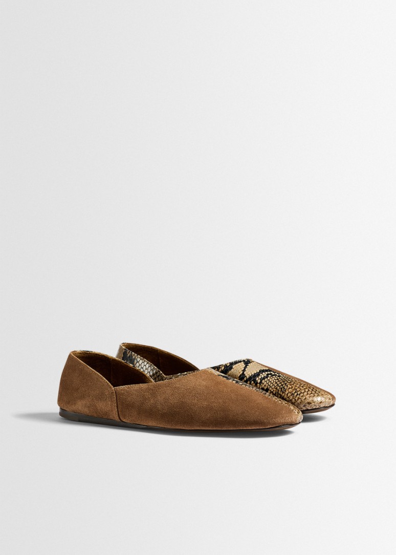 Khaite - Jane Wildleder- und Python-Print-Ballerinas