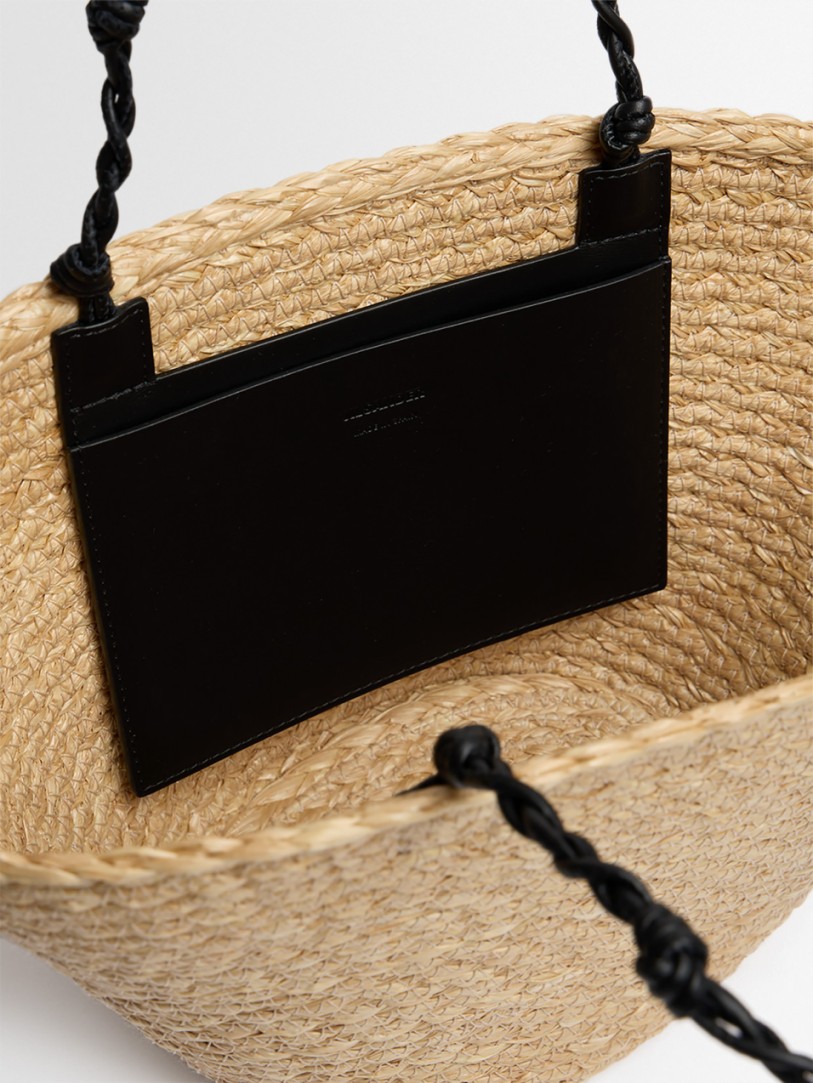 Jil Sander: Small Tangle bucket raffia tote bag