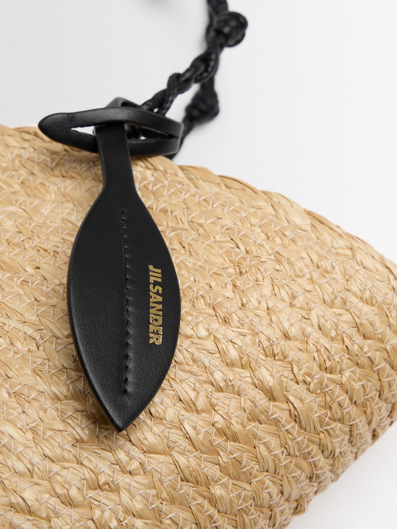 Jil Sander: Small Tangle bucket raffia tote bag