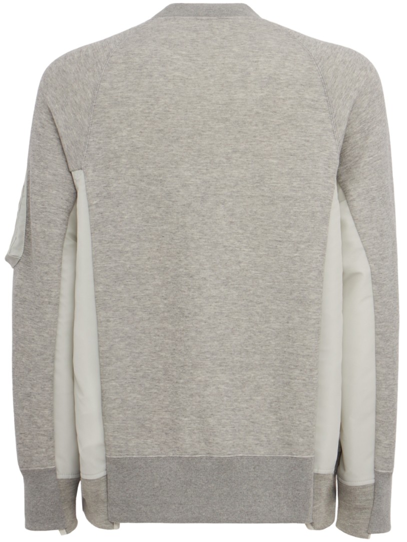 Sacai: Sudadera de esponja x pullover de twill de nailon