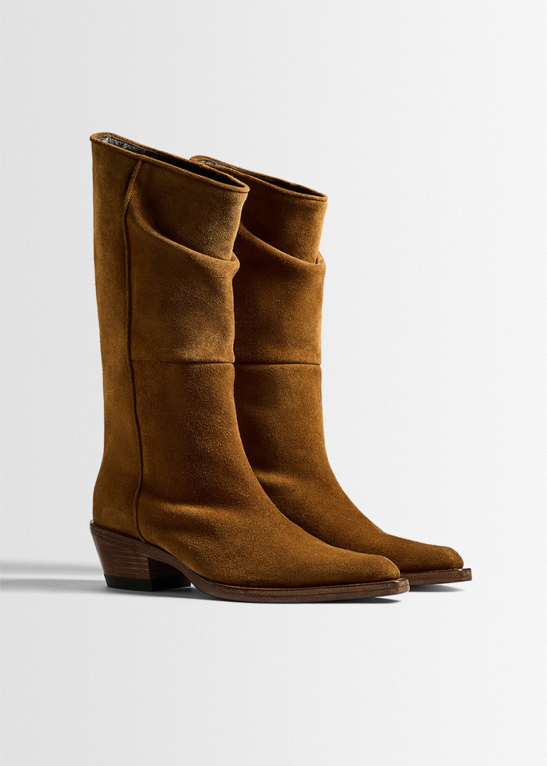 Khaite: Clive suede calf leather tall boots