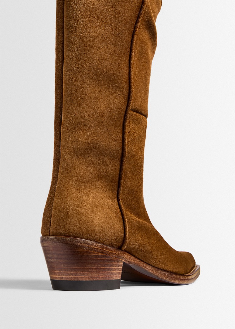 Khaite: Clive suede calf leather tall boots