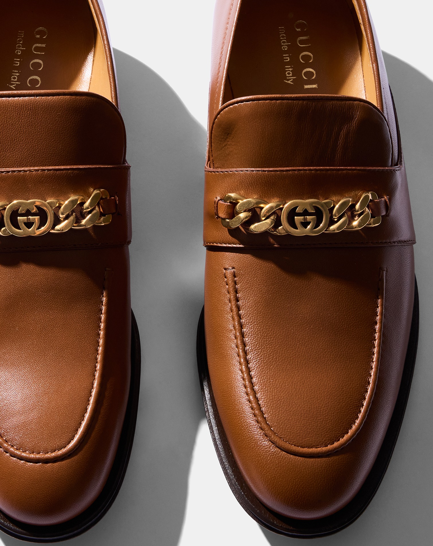 Brown leather Gucci loafers