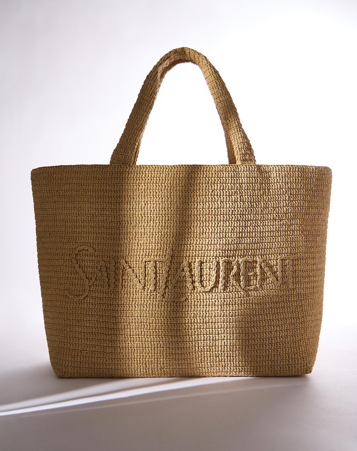 Borsa in rafia extra large con manici e morbida di Saint Laurent