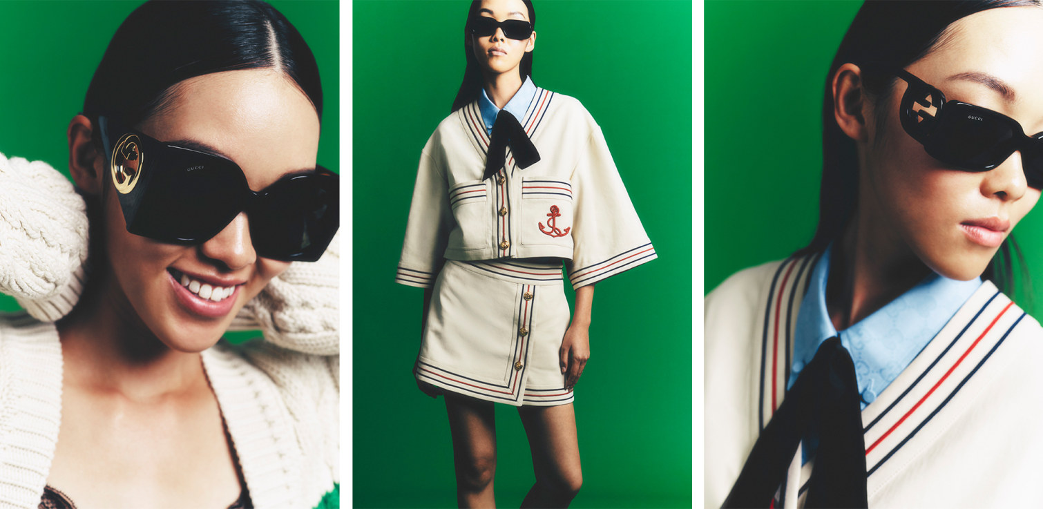 Occhiali da sole Gucci oversize di colore nero
