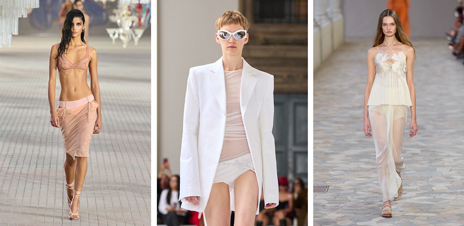 Trend 2025: Hot pants and sheer by Sportmax, The Attico and Alberta Ferretti