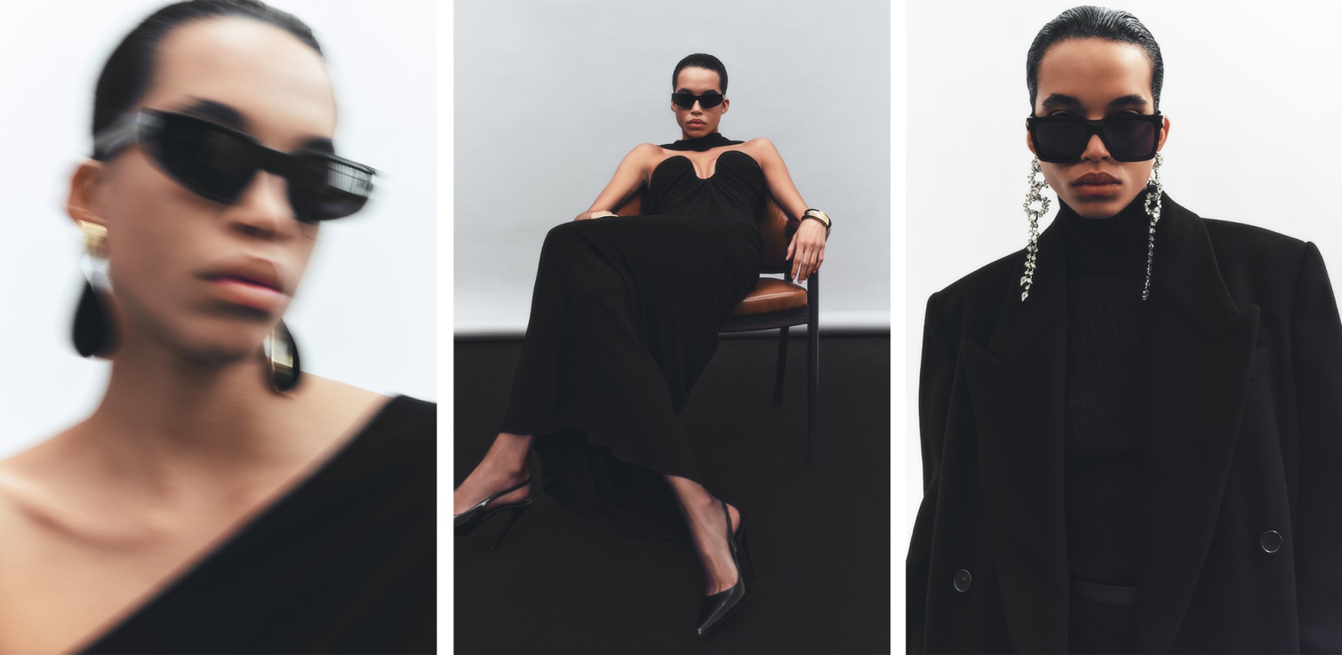 Occhiali da sole Saint Laurent neri oversize e squadrati
